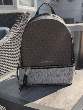 Michael Kors Rhea  Husk Multi Medium Backpack NWT